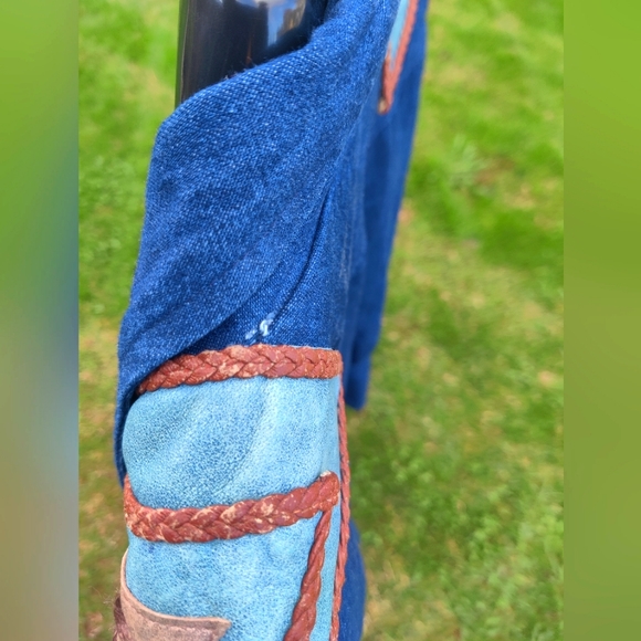 DOMALLO Jean & Leather Vintage Bomber Jacket. Excellent Condition Size Medium - Picture 2 of 7